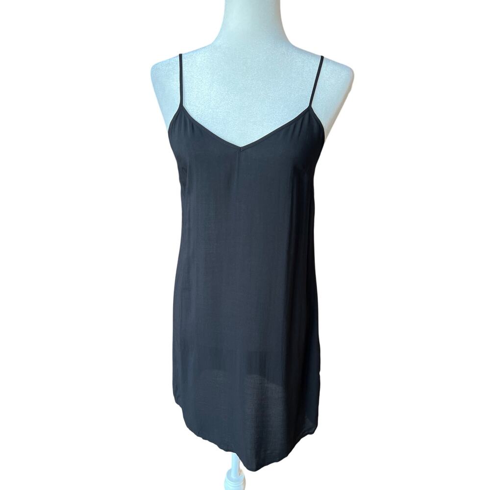 Reiss Black Semi-Sheer Slip Dress Size 2 Viscose Cami Mini Lingerie